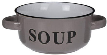 Excellent Houseware Soepkommen/serveer schaaltjes - porselein - D13 x H7 cm - antraciet
