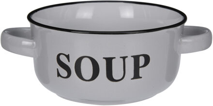 Excellent Houseware Soepkommen/serveer schaaltjes - porselein - D13 x H7 cm - lichtgrijs