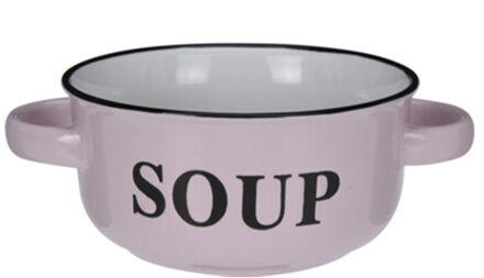 Excellent Houseware Soepkommen/serveer schaaltjes - porselein - D13 x H7 cm - lichtroze