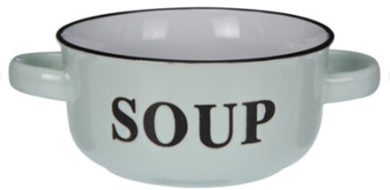 Excellent Houseware Soepkommen/serveer schaaltjes - porselein - D13 x H7 cm - mintgroen