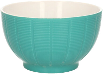 Excellent Houseware Soepkommen/serveer schaaltjes - Venice- keramiek - D14 x H8 cm - jade groen - Stapelbaar