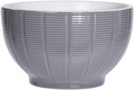 Excellent Houseware Soepkommen/serveer schaaltjes - Venice- keramiek - D14 x H8 cm - steengrijs - Stapelbaar