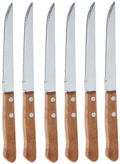 Excellent Houseware Steakmessen/vleesmessen bestek - 6x stuks - 21 cm - Keuken - Vlees snijden - Scherpe messen