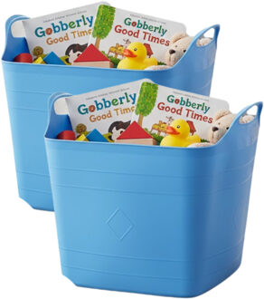 Excellent Houseware Storage solutions speelgoedmand - 2x - blauw - 25 l - kunststof - 40 x 35 cm - opbergmand
