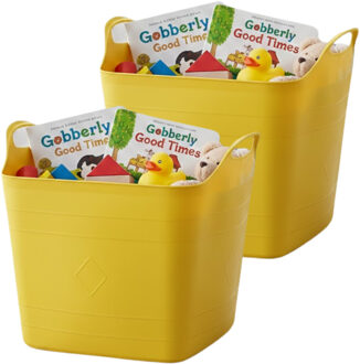 Excellent Houseware Storage solutions speelgoedmand - 2x - geel - 25 l - kunststof - 40 x 35 cm - opbergmand