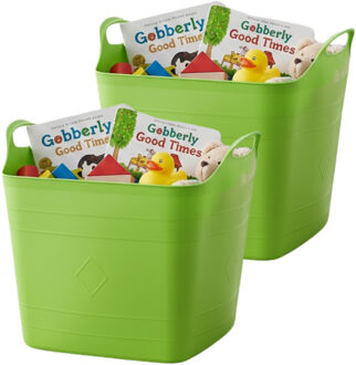 Excellent Houseware Storage solutions speelgoedmand - 2x - groen - 25 l - kunststof - 40 x 35 cm - opbergmand