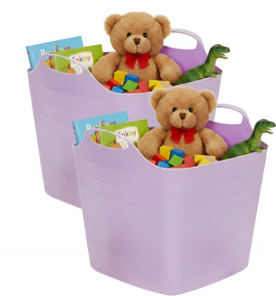 Excellent Houseware Storage solutions speelgoedmand - 2x - lila paars - 25 l - kunststof - 40 x 35 cm - opbergmand