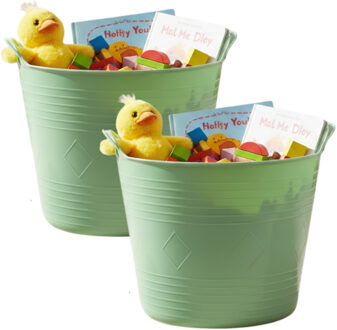 Excellent Houseware Storage solutions speelgoedmand - 2x - mint groen - 27 l - kunststof - 42 x 35 cm - opbergmand
