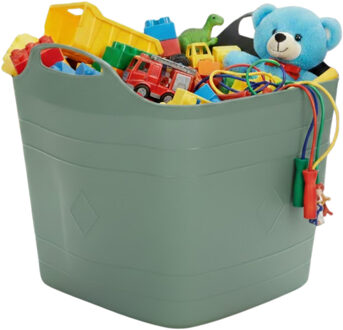 Excellent Houseware Storage solutions speelgoedmand - salie groen - 25 l - kunststof - 40 x 35 cm - opbergmand