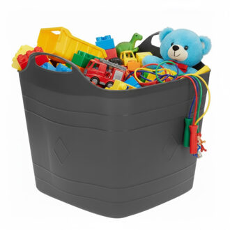 Excellent Houseware Storage solutions speelgoedmand - zwart - 25 l - kunststof - 40 x 35 cm - opbergmand