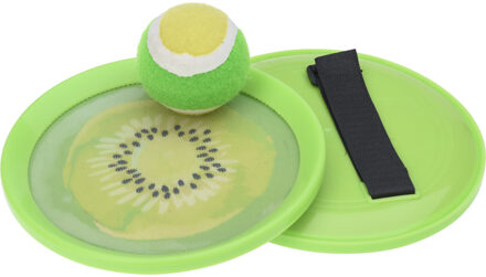 Excellent Houseware Strand vangbal spel met klittenband kiwi groen 18.5 cm - Vang- en werpspel