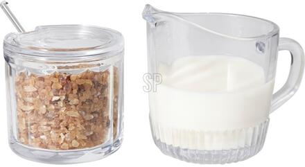 Excellent Houseware Suiker en melkset glas 3-delig transparant