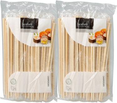 Excellent Houseware Sushi eetstokjes/chopsticks - 100x paar - bamboe hout - naturel - Chinees/japans
