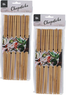 Excellent Houseware Sushi eetstokjes/chopsticks - 48x paar - bamboe hout naturel - Chinees/japans