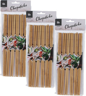 Excellent Houseware Sushi eetstokjes/chopsticks - 72x paar - bamboe hout naturel - Chinees/japans