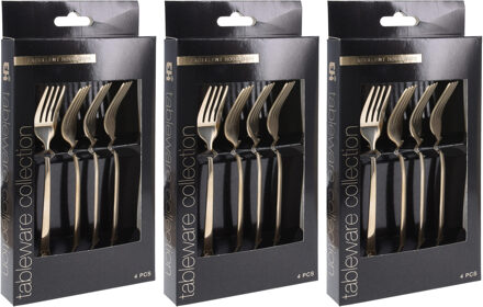 Excellent Houseware Taart/gebak vorkjes - 12x stuks - goud - RVS - 15 cm - verjaardag/feest vorkjes - Vorken