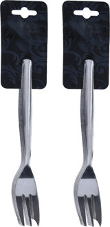 Excellent Houseware Taart/gebak vorkjes - 12x stuks - zilver - RVS - 12 cm - verjaardag/feest vorkjes