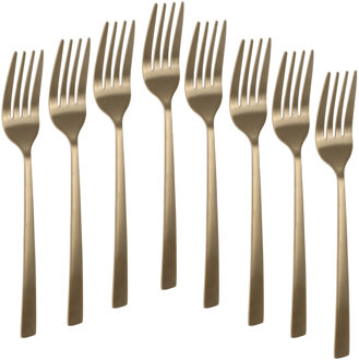 Excellent Houseware Taart/gebak vorkjes - 16x stuks - goud - RVS - 15 cm - verjaardag/feest vorkjes
