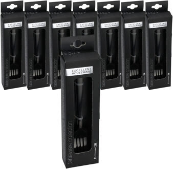 Excellent Houseware Taart/gebak vorkjes - 32x stuks - zwart - RVS - 15 cm - verjaardag/feest vorkjes