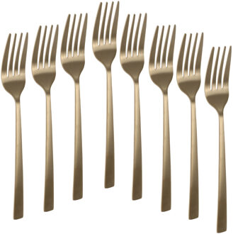 Excellent Houseware Taart/gebak vorkjes - 8x stuks - goud - RVS - 15 cm - verjaardag/feest vorkjes