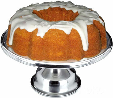 Excellent Houseware Taartplateau - met voet - 33x14 cm - RVS - taartschaal Zilver