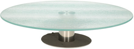 Excellent Houseware Taartplateau van glas met RVS onderstel 30 cm - Taartplateaus Transparant