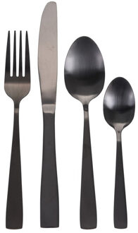 Excellent Houseware tafel bestek - 32x delig - Tafel dekken - mat zwart - rvs metaal