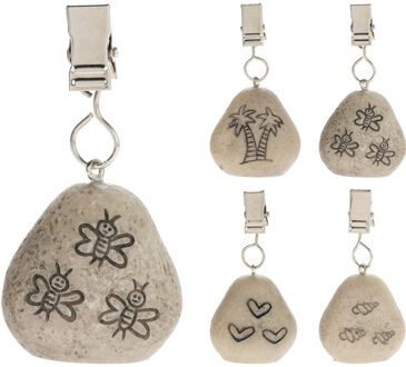 Excellent Houseware Tafelkleed gewichtjes - 8x - Ibiza style - kunststeen - grijs - 4,5 cm