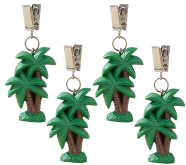 Excellent Houseware Tafelkleedgewichtjes - 4x - palmbomen - steen Groen