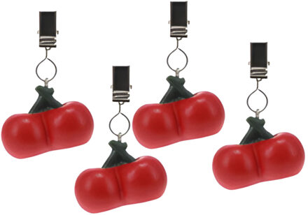 Excellent Houseware Tafelkleedgewichtjes/hangers - 4x - kers - kunststeen - rood