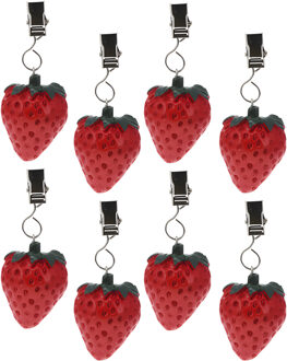 Excellent Houseware Tafelkleedgewichtjes/hangers - 8x - aardbei - kunststeen - rood