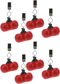Excellent Houseware Tafelkleedgewichtjes/hangers - 8x - kers - kunststeen - rood