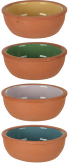 Excellent Houseware Tapas schaaltjes - 4x st - 10 x 4 cm - 150 ml - terracotta - hapjes bakjes