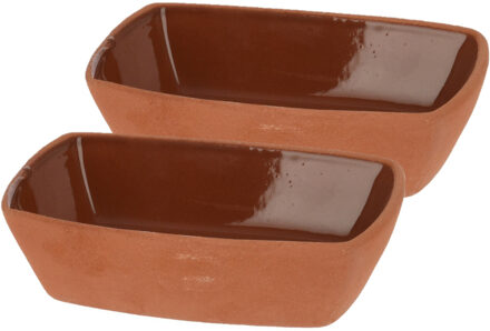Excellent Houseware Tapasschaaltje/serveerschaaltje - 2st - Terracotta - 170ml 13x9x3,5cm