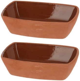 Excellent Houseware Tapasschaaltje/serveerschaaltje - 4st - Terracotta - 170ml 13x9x3,5cm