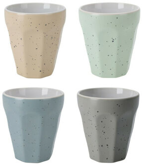 Excellent Houseware Thee/koffie mokken set - 12x stuks - porselein - 250 ml - gekleurd