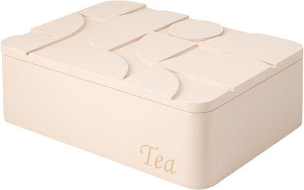 Excellent Houseware Theedoos - 6-vaks - roze - MDF - 24 x 17 x 8 cm - theekist