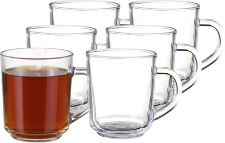 Excellent Houseware Theeglazen - 12x - 220 ml - H9 cm - gehard glas - koffieglas