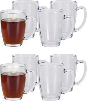 Excellent Houseware Theeglazen - 12x - 400 ml - H12 cm - gehard glas - koffieglas