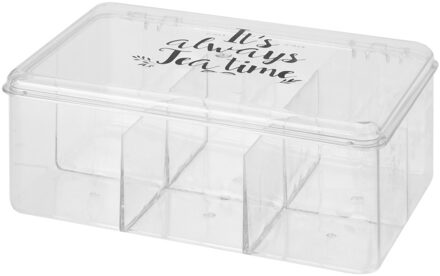 Excellent Houseware Theekist - 22 x 15 x 9 cm - kunststof - 6 vakken