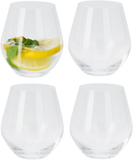 Excellent Houseware Tumbler waterglazen/drinkglazen - 4x stuks - 400 ml - Luxe kristal drinkglazen