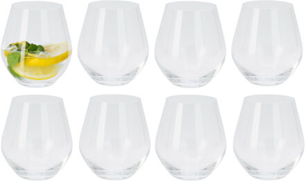 Excellent Houseware Tumbler waterglazen/drinkglazen - 8x stuks - 400 ml - Luxe kristal drinkglazen