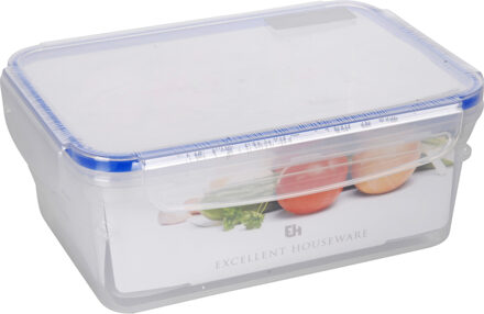 Excellent Houseware Vershoudbakje - 2200 ml - transparant - kunststof - 23 x 16 x 9,5 cm - Luchtdicht afgesloten