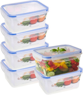 Excellent Houseware Vershoudbakje - 6x - 1100 ml - transparant - kunststof - 18,8 x 13 x 8,7 cm - Luchtdicht afgesloten