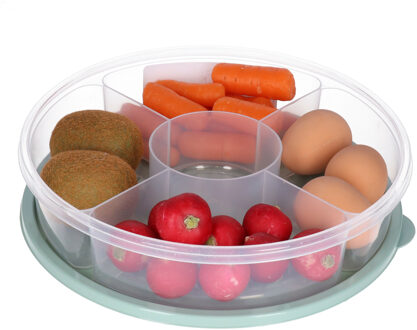 Excellent Houseware Vershoudbakje/bewaarbakje - luchtdicht - 5 vakjes - lichtgroen - kunststof - 2 liter