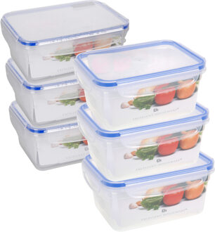 Excellent Houseware Vershoudbakje - transparant - kunststof -1100 / 2200 ml - Luchtdicht afgesloten