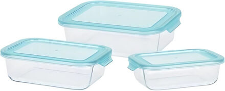 Excellent Houseware Vershoudbakjes met deksel - glas - set 3x stuks - 630/1040/1500 ml