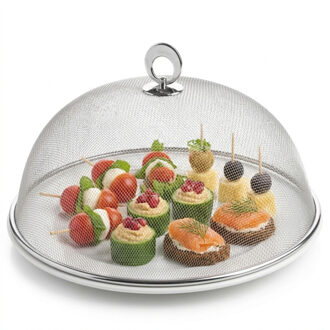 Excellent Houseware Vliegenkap - Voedselkap - RVS - rond - D30 cm - Eten/voedsel beschermen