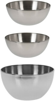 Excellent Houseware voedsel/serveerschalen set - RVS - D20/D13 cm