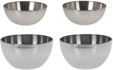 Excellent Houseware voedsel/serveerschalen set - RVS - D20/D13 cm